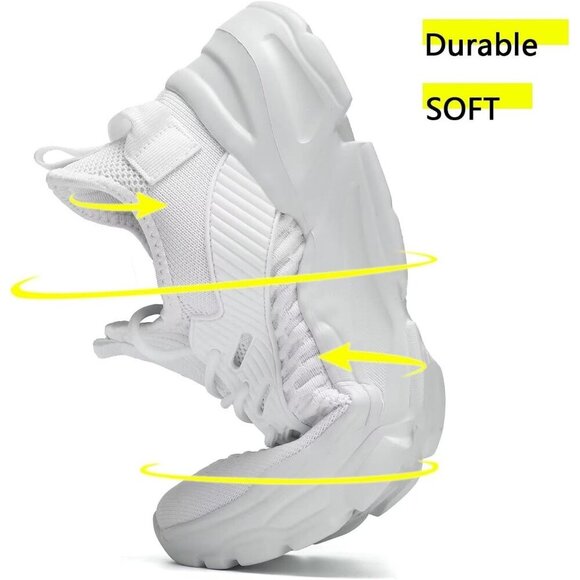 Men's Mesh White Non Slip, Breathable, Athletic Sports Fashion Sneakers Shoes - Picture 6 of 7